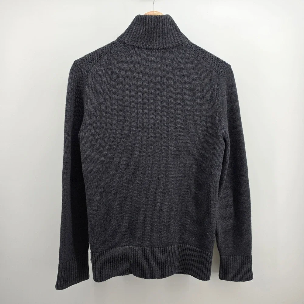Banana Republic Mens Small Merino Wool Full Zip chunky Cardigan Sweater Navy
